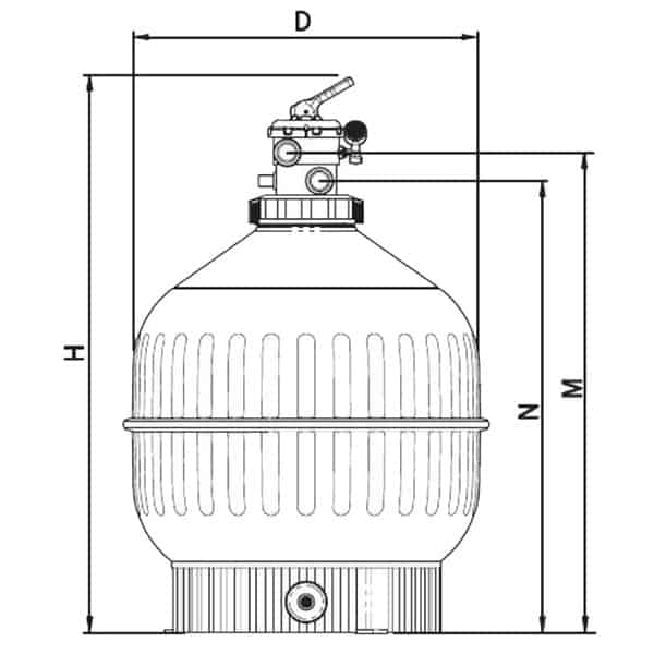 Dimensions filtre à sable piscine injecté CANTABRIC vanne top